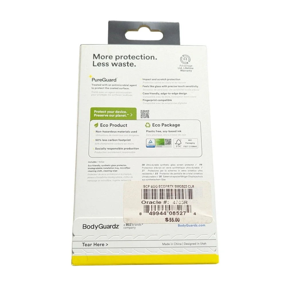 Mm1N BodyGuardz Screen Protector for Samsung Galaxy S23 Anti-Scratch ECO‎ PRTX